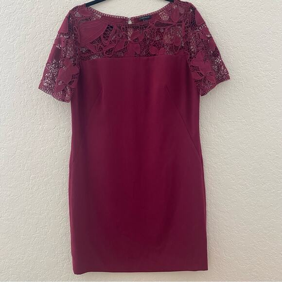 Ann Taylor Wine Burgundy Crochet Top Dress Sz 6 - Picture 3 of 12